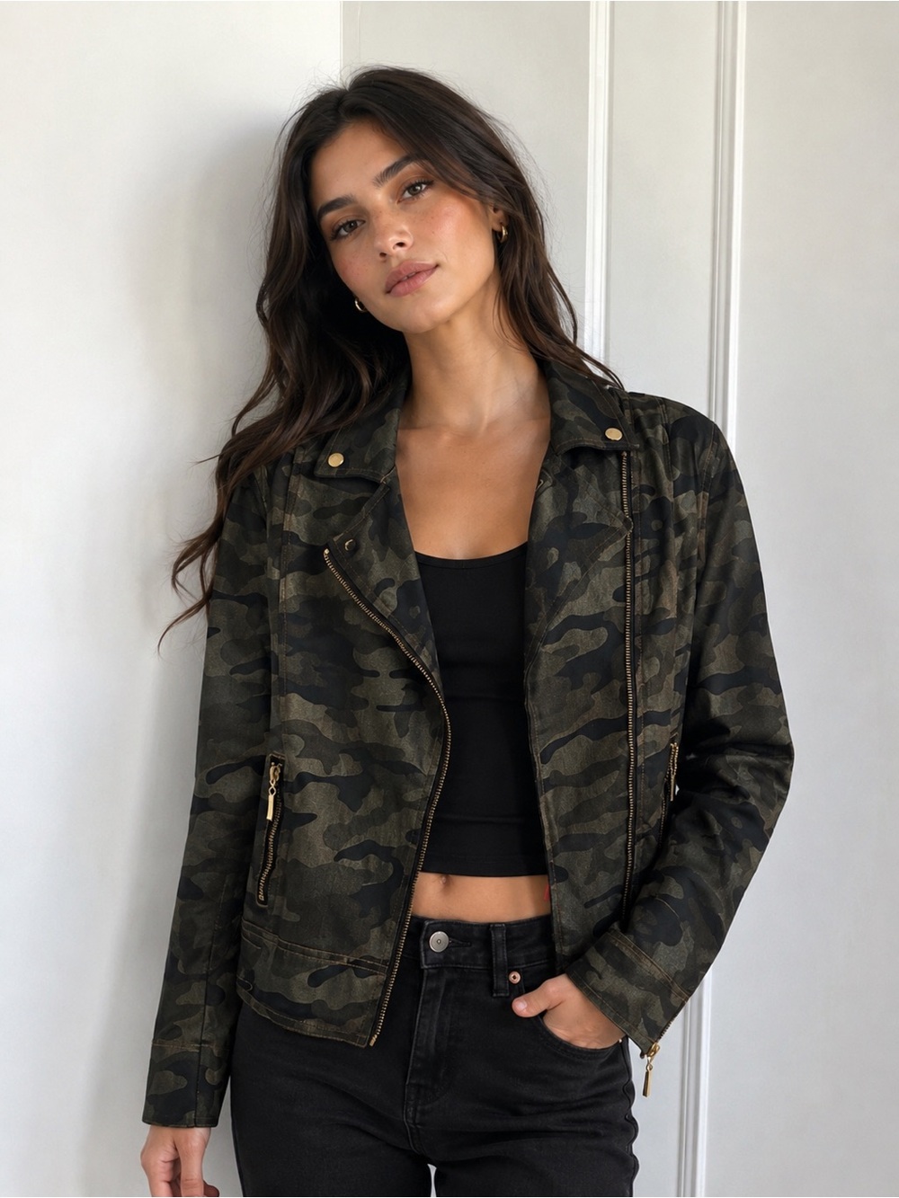 Peter Nygard Green Camouflage Utility Jacket